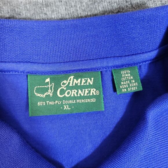 Vtg Masters × Augusta Amen Corner Mens Size XL Golf Tennis Polo Shirt Blue - Picture 13 of 13